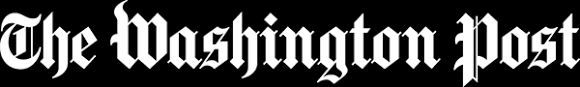 The Washington Post logo in blackletter font on a black background.